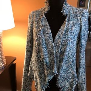 Inc & co. tweed blazer with fringe details